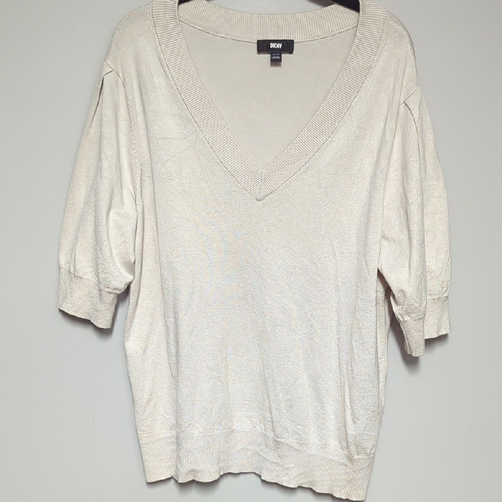 DKNY Off-White V-Neck Pullover